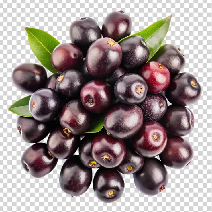 PSD pile of jamun top view isolated on transparent background
