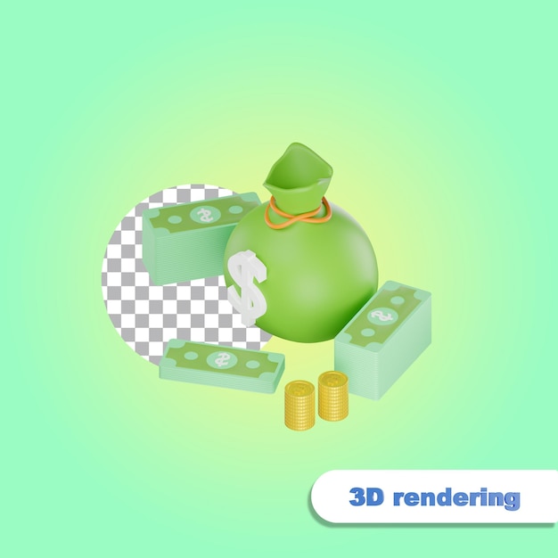 Mucchio di soldi rendering 3d.