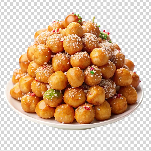 A pile of motichoor laddu on transparent background