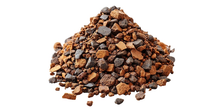 PSD pile of gravel and rocks isolated on transparent background