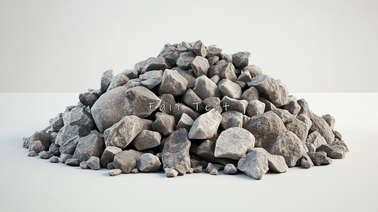 PSD pile of gray rocks isolated on white background