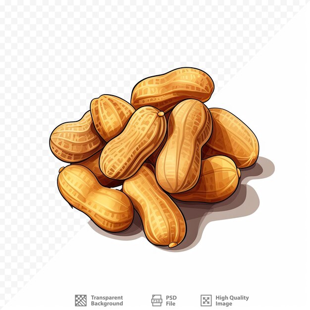 A pile of peanuts with a white background.