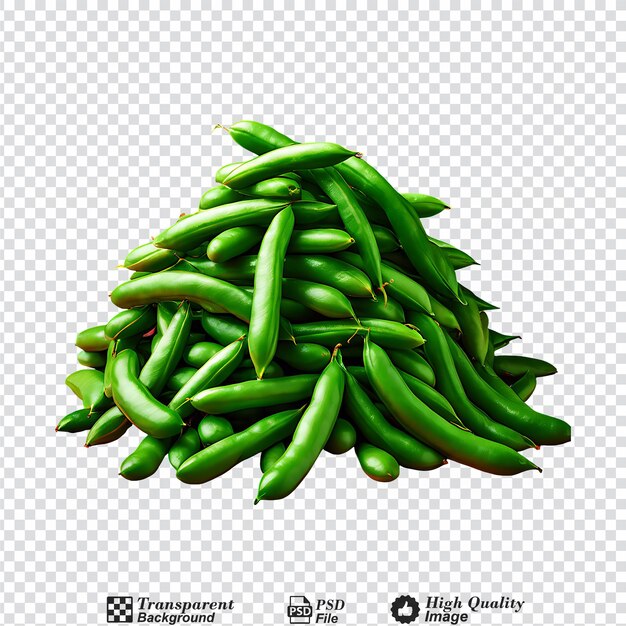 PSD pile of raw green beans isolated on transparent background