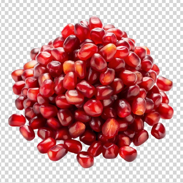 PSD a pile of red pomegranate seeds on transparent background