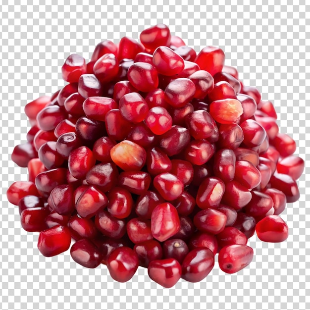 PSD un mucchio di semi di melograno rosso su uno sfondo trasparente