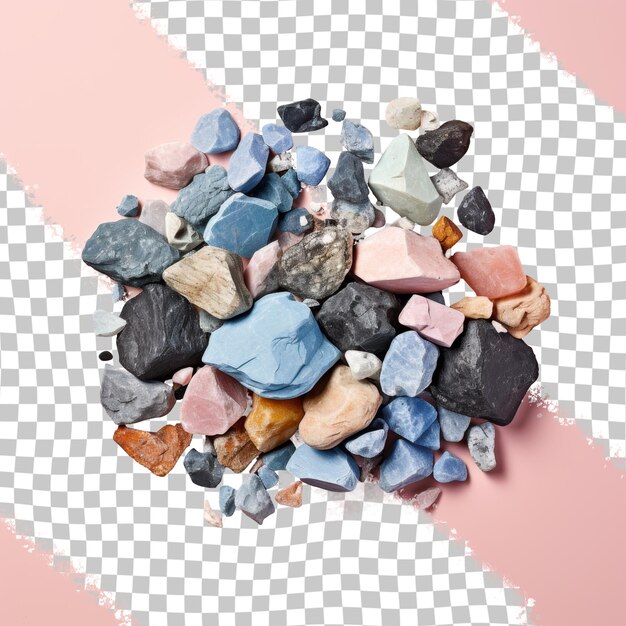 PSD a pile of rocks and rocks on a pink background