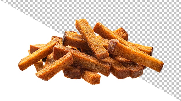 Pile of rye croutons salted crispy bread sticks