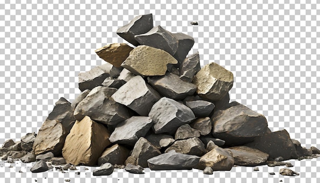 PSD pile of stones on a transparent background 3d rendering