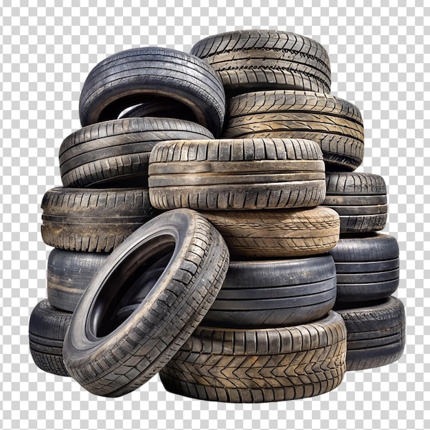 PSD a pile of tires on transparent background