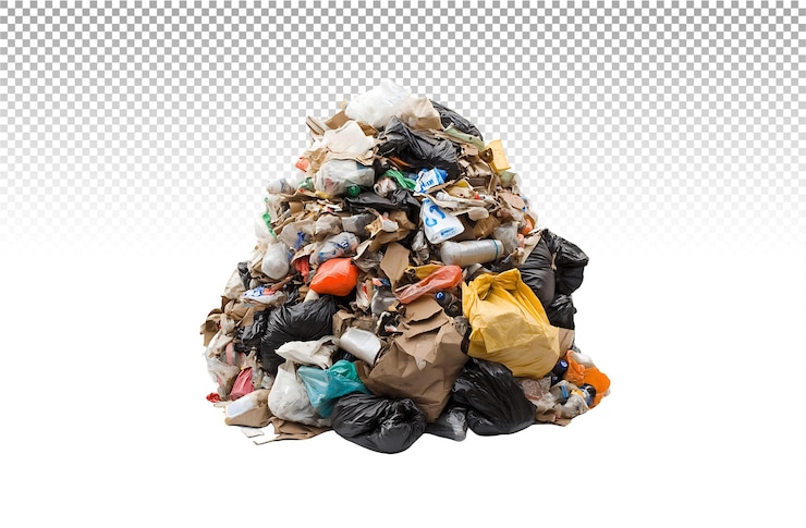 PSD a pile of trash isolated on transparent background