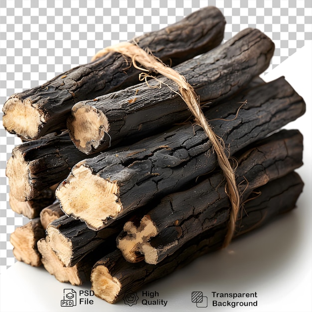 A pile of wood isolated on transparent background