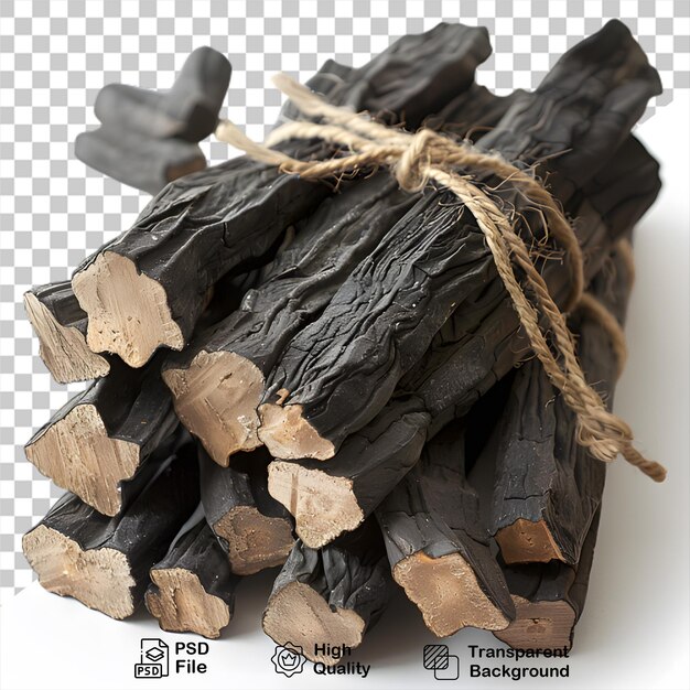 A pile of wood isolated on transparent background