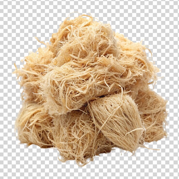 PSD pile of wood wool pack isolated on transparent background