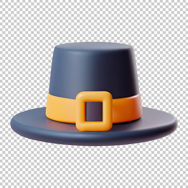 PSD pilgrim hat 3d ikona pilgrim hat 3d ilustracja kreskówki dla naklejki lub wydruku święta dziękczynienia