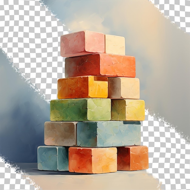 PSD piling blocks on a transparent background