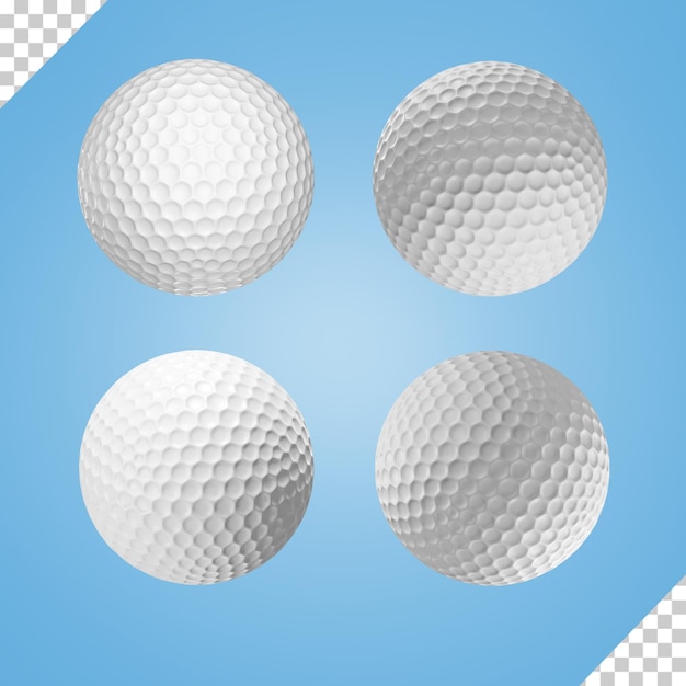 Piłka golfowa 3D Render zestaw sportowy na białym tle