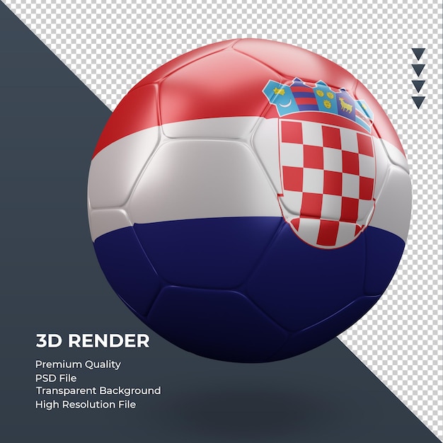 Piłka Nożna Chorwacja Flaga Realistyczne Renderowanie 3d Lewy Widok