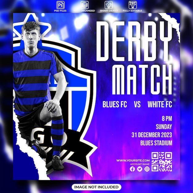 Piłka Nożna Derby Mecz Instagram Baner Lub Szablon Postu W Mediach Społecznościowych