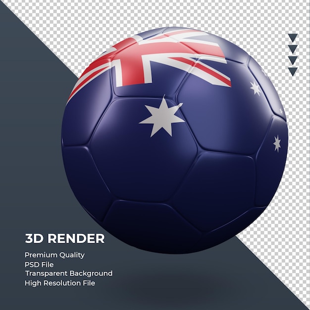 Piłka nożna flaga Australii realistyczne renderowanie 3d widok z lewej strony