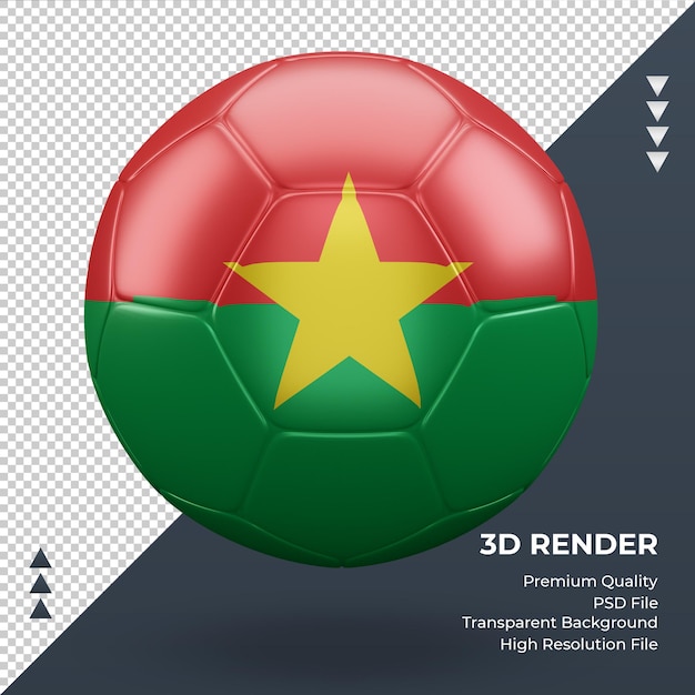 PSD piłka nożna flaga burkina faso realistyczne renderowanie 3d widok z przodu