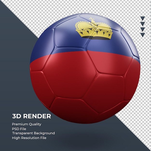 Piłka Nożna Flaga Liechtensteinu Realistyczne Renderowanie 3d Widok Z Lewej Strony