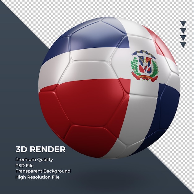 Piłka Nożna Flaga Republiki Dominikańskiej Realistyczne Renderowanie 3d Widok Z Lewej Strony