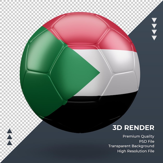 Piłka Nożna Flaga Sudanu Realistyczne Renderowanie 3d Widok Z Przodu