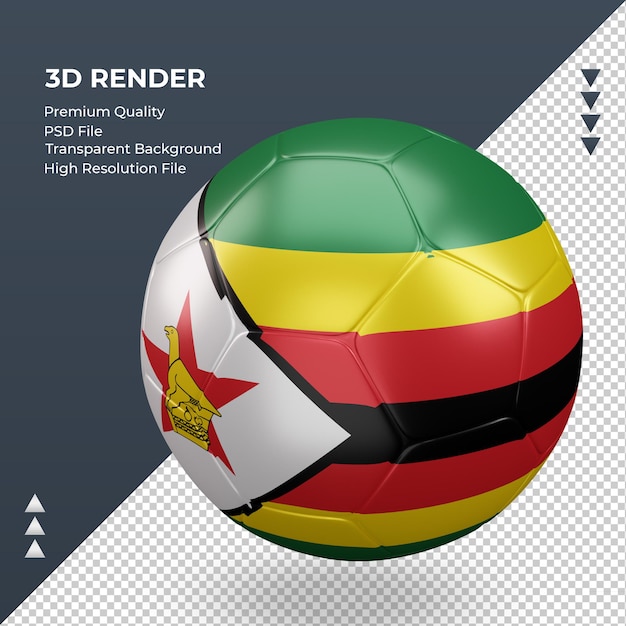 PSD piłka nożna flaga zimbabwe realistyczne renderowanie 3d prawy widok