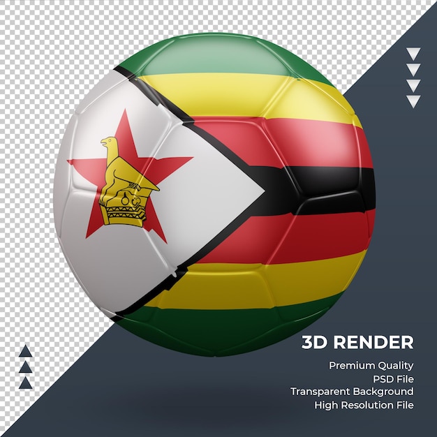 Piłka Nożna Flaga Zimbabwe Realistyczne Renderowanie 3d Widok Z Przodu