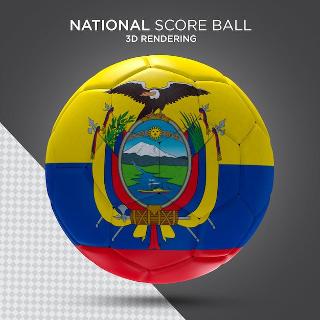 PSD piłka nożna z flagą ekwadoru realistyczne renderowanie 3d