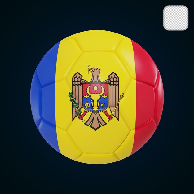 PSD piłka nożna z flagą mołdawii 3d ilustracji
