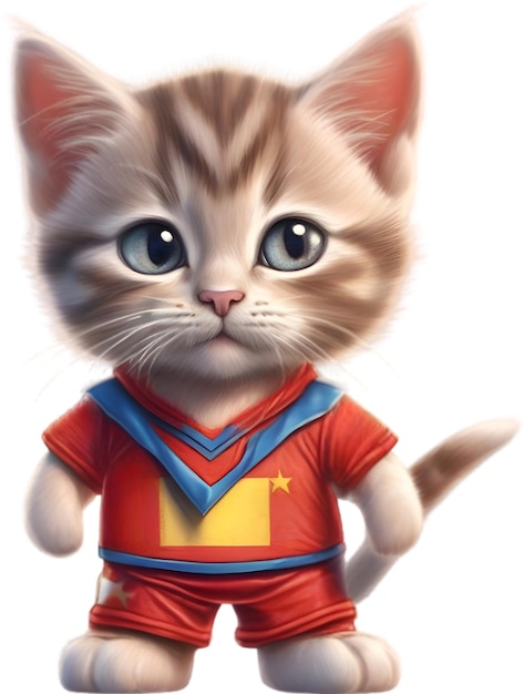 PSD piłkarski kotek słodki kotek w piłkarskim mundurze