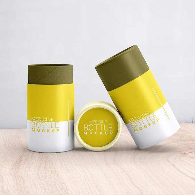 Pill Bottle Packaging PSD Mockup