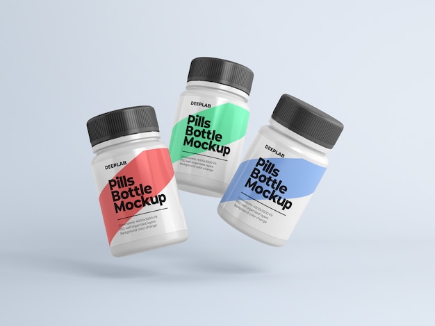 Pill bottle with editable design mockup psd