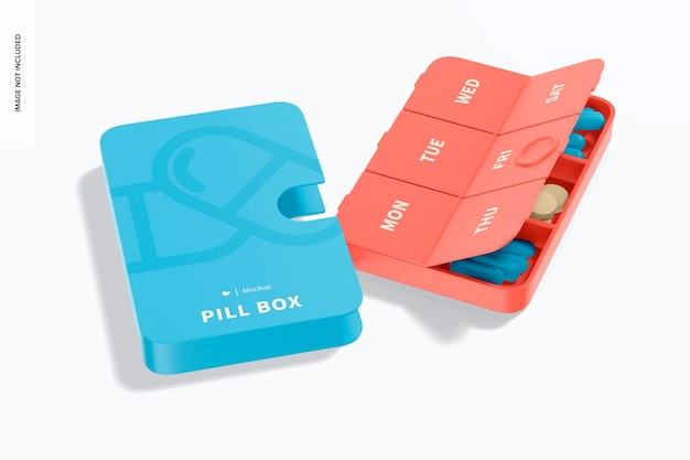 Pill box with case mockup, opened