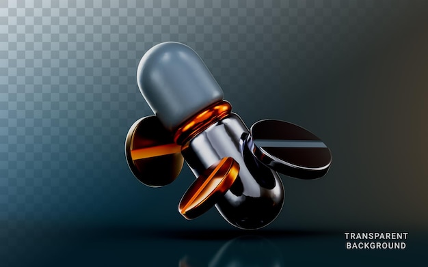 Pill icon on dark background 3d render concept for tablets and capsules medical healthcare