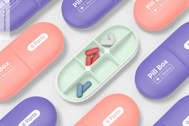 Pill Shaped Pill Box Mockup, Mosaic