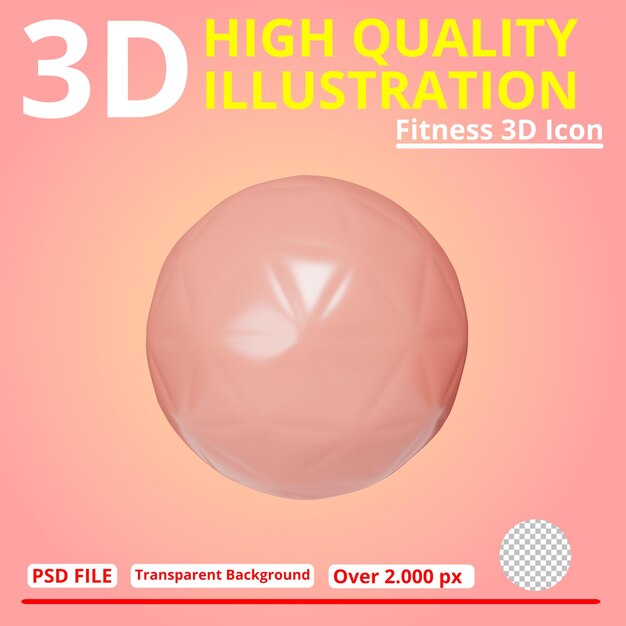 PSD pillates ball fitness 3d illustration for any project