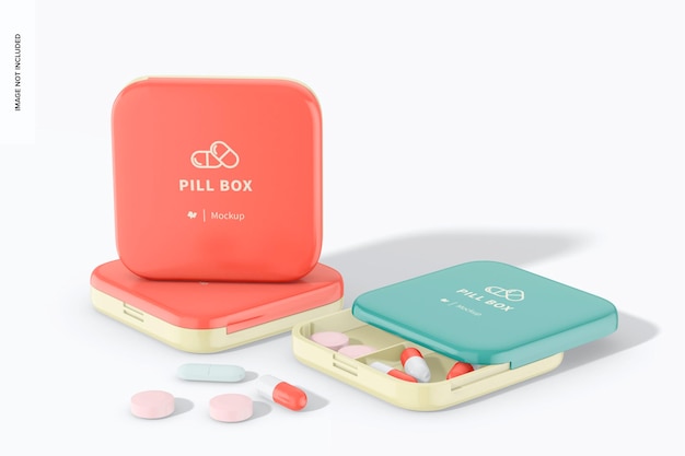 PSD pillboxes with sliding lid mockup