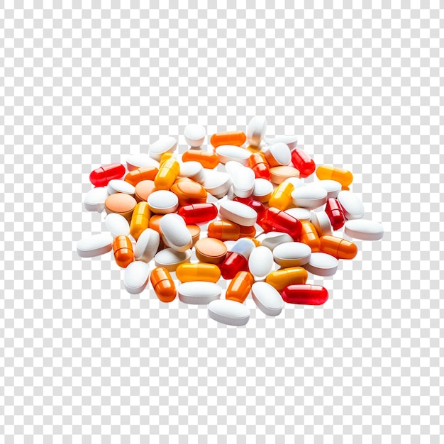 Pillen en tabletten geïsoleerd op een doorzichtige achtergrond