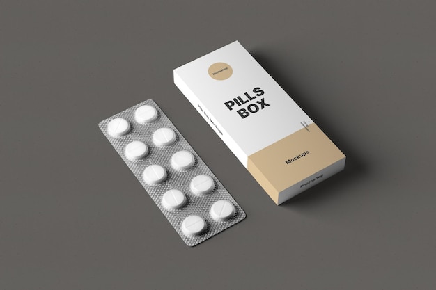 Pillendoos mockup perspectiefweergave