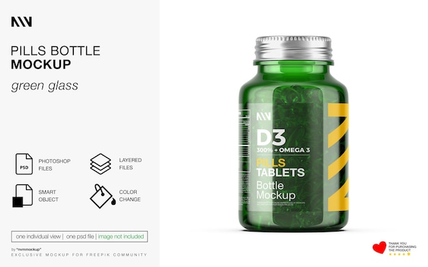 PSD pillenflesje mockup