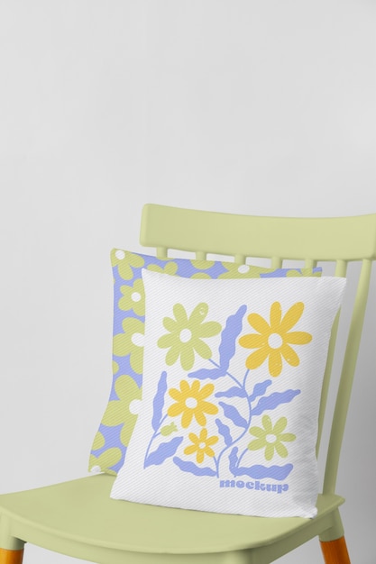 PSD pillow on chair mockup