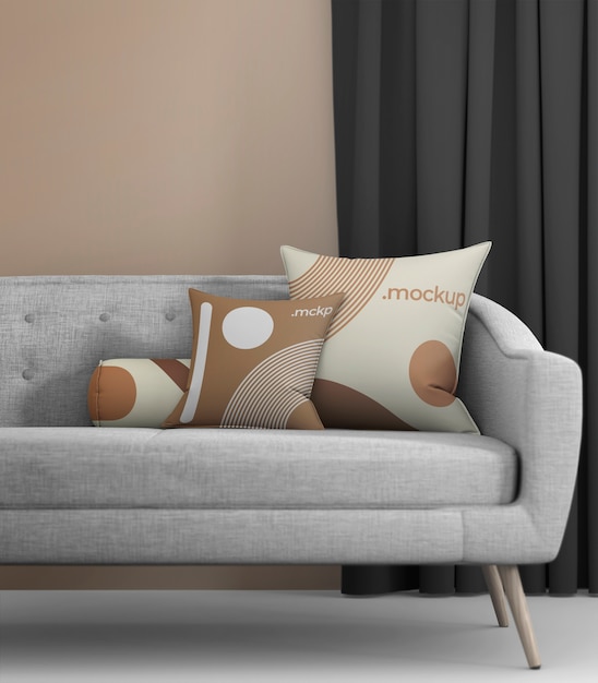 PSD pillow design in room