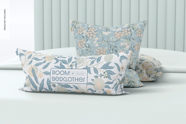 PSD pillow set mockup leaned