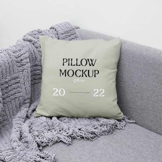 PSD pillow on the sofa mockup