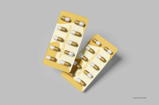 PSD pills blister mockup