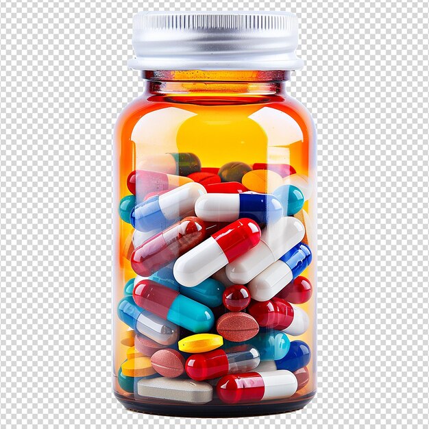 PSD pills bottle isolated on transparent background