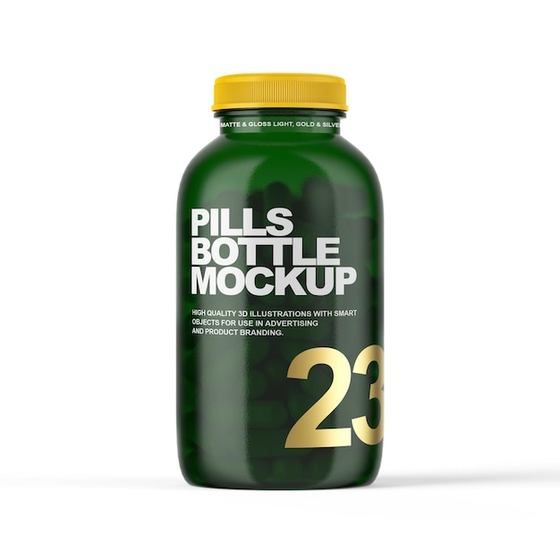 PSD pills bottle matte and gloss mockup