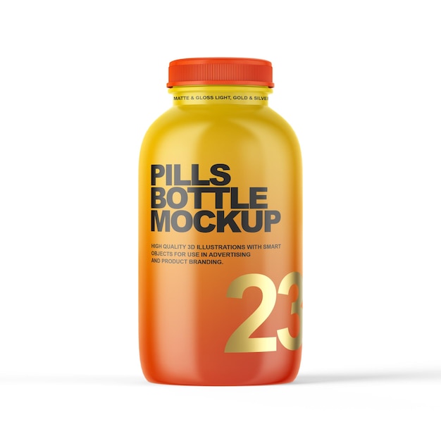 PSD pills bottle matte and gloss mockup